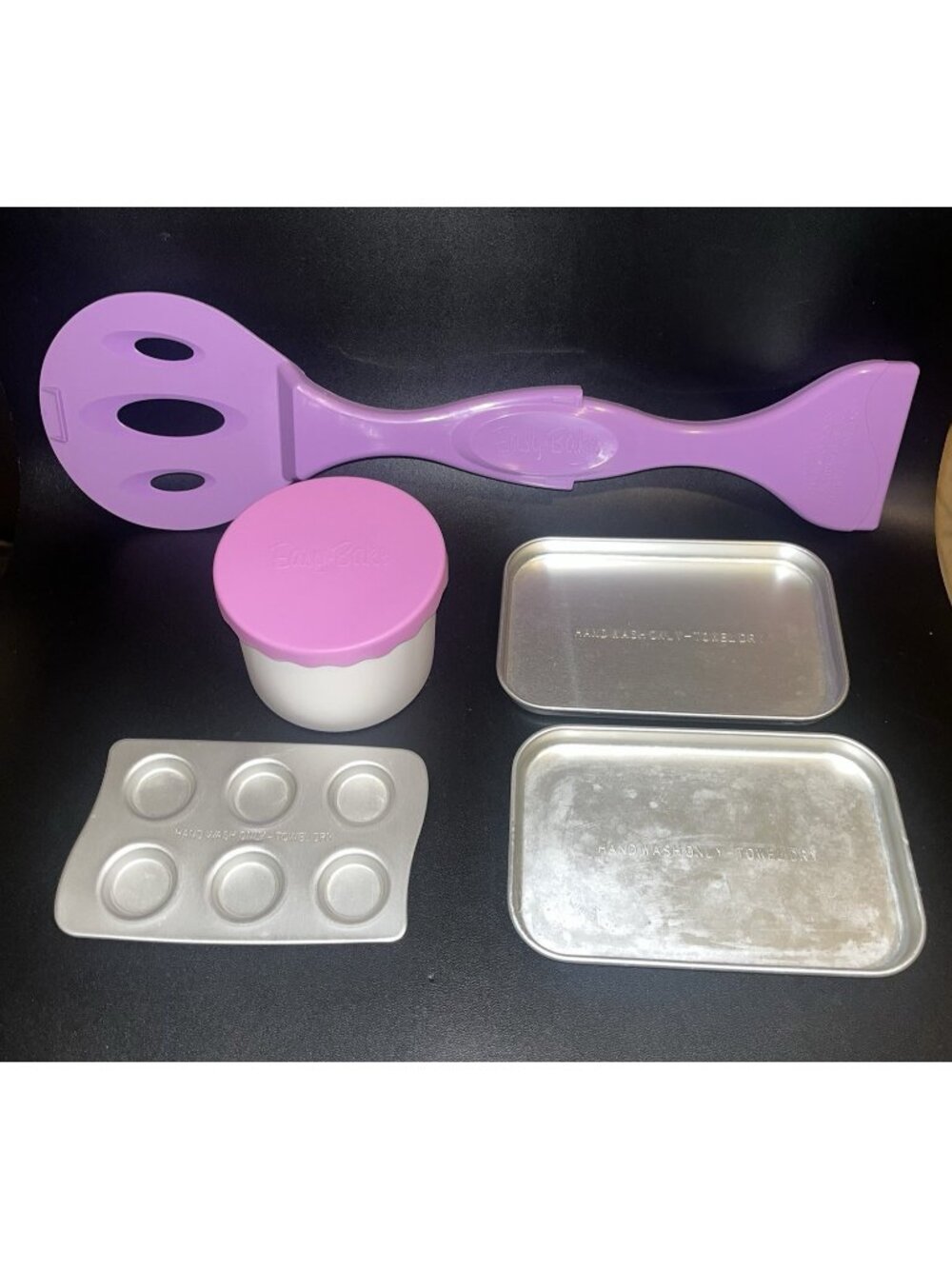 Easy Bake Oven Accessories Trays Pan Spatula Storage Container Purple Pink